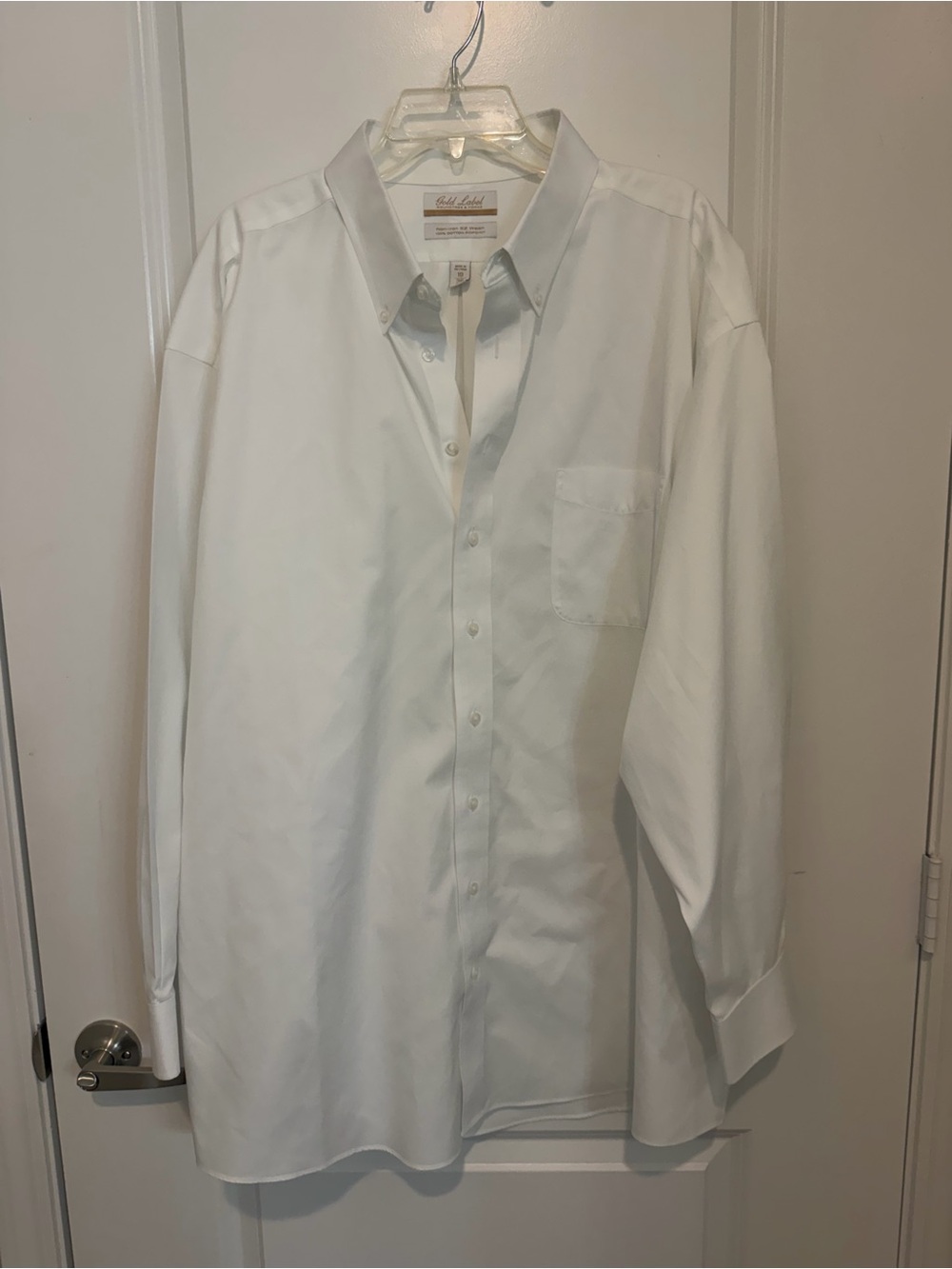 Gold Label Roundtree & Yorke White Non Iron Dress Shirt 19/36 Big Cotton NWOT